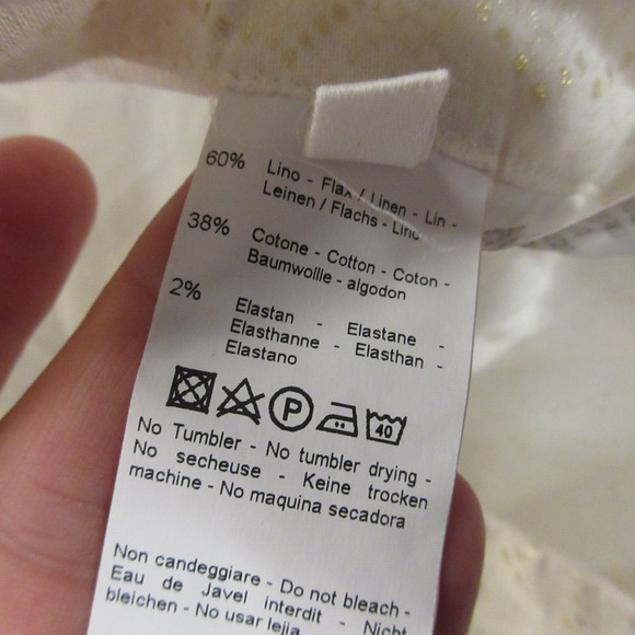 120% Lino Womens Linen Blend Pants size 42 Metallic Trousers Resort Island Coast - Picture 5 of 11